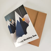 Paper Mountains Birthday Card to Son (from both parents or single parent)